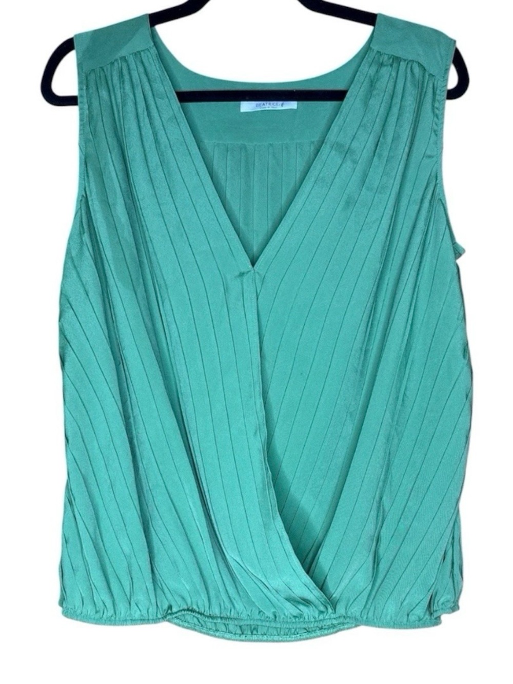 Beatrice .b Made In Italy Green Pleated Surplice Sleeveless Top Sz 8